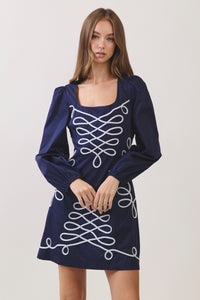 Contrast Embroidered Mini Dress