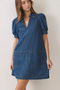 Puff Sleeve Denim Mini Dress