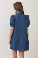 Puff Sleeve Denim Mini Dress