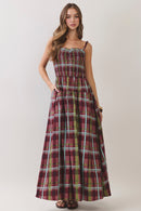 Plaid Smocked Maxi Dress
