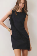Feather Trim Sleeveless Mini Dress