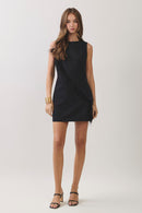 Feather Trim Sleeveless Mini Dress