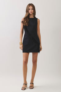 Feather Trim Sleeveless Mini Dress