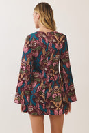 Floral Print Bell Sleeve Mini Dress