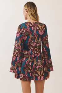 Floral Print Bell Sleeve Mini Dress
