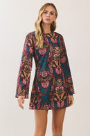 Floral Print Bell Sleeve Mini Dress