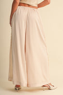 Lace Side Panel Satin Pants