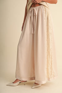 Lace Side Panel Satin Pants