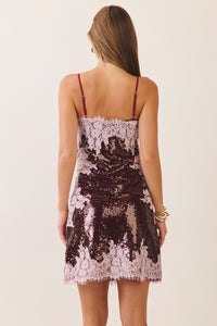 Sequin Lace Trim Mini Dress