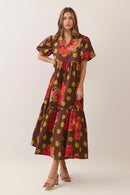 Floral Polka Dot Tiered Maxi Dress