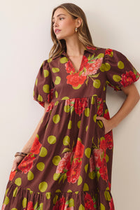 Floral Polka Dot Tiered Maxi Dress