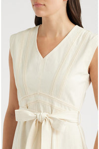 Cream Denim Midi Dress