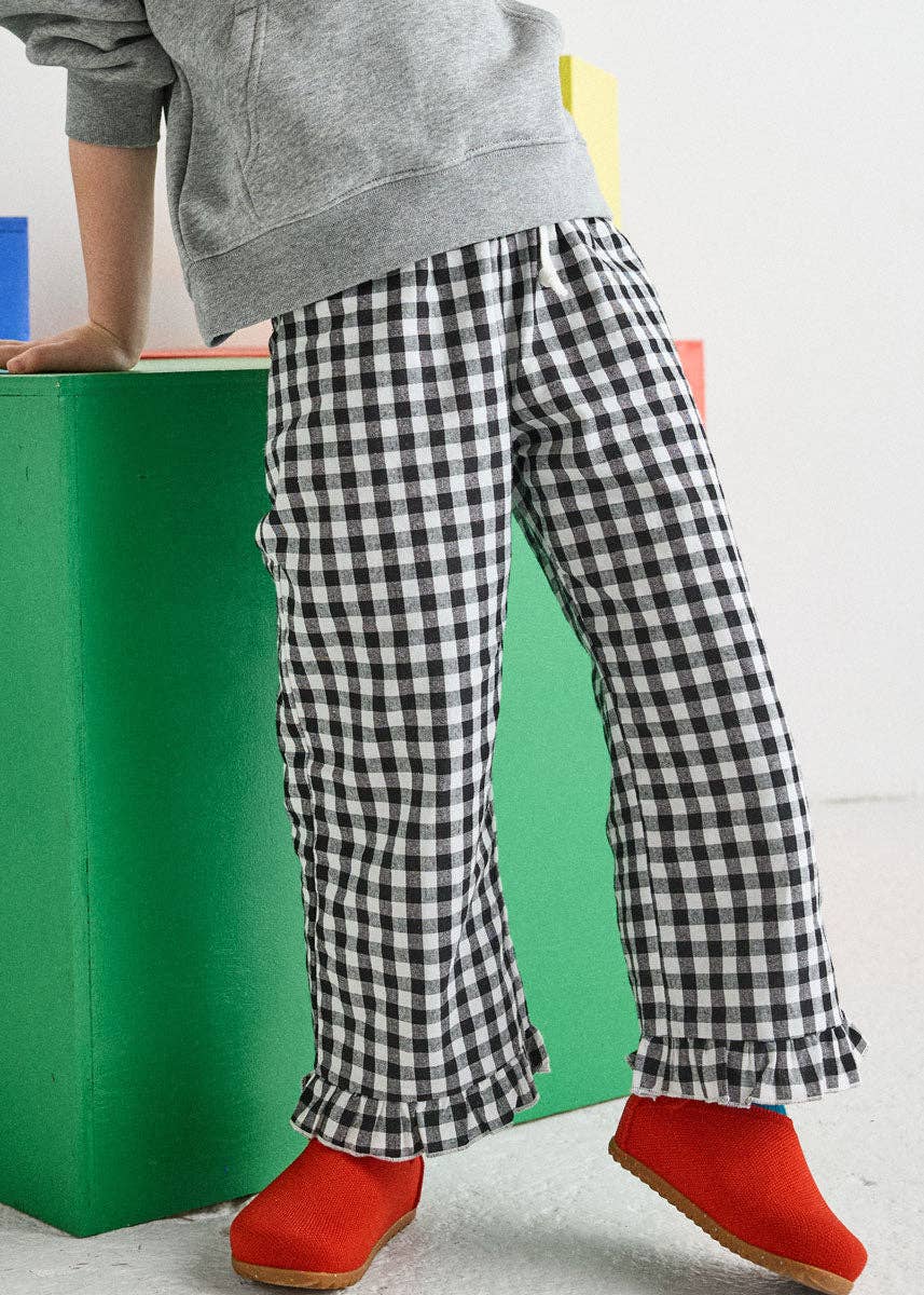 Gingham Ruffle Hem Pant
