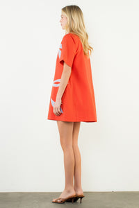Short Sleeve Floral Embroidered Dress
