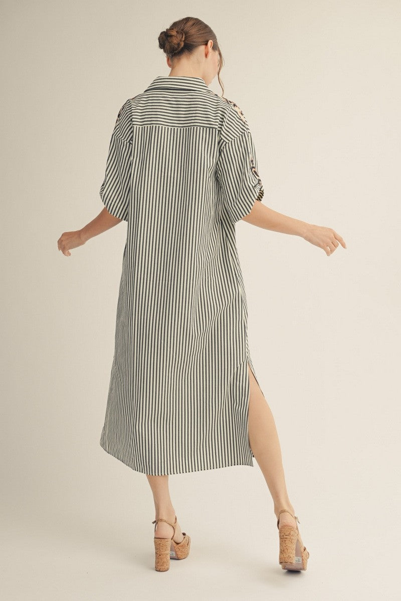 Striped Midi Shirt Dress