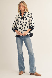 Side Slit Polka Dot Blouse