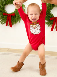 Baby Giddy Up Santa Applique Bubble Romper