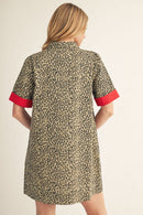 Contrast Accent Leopard Dress