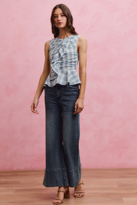 Plaid Ruffle Peplum Top