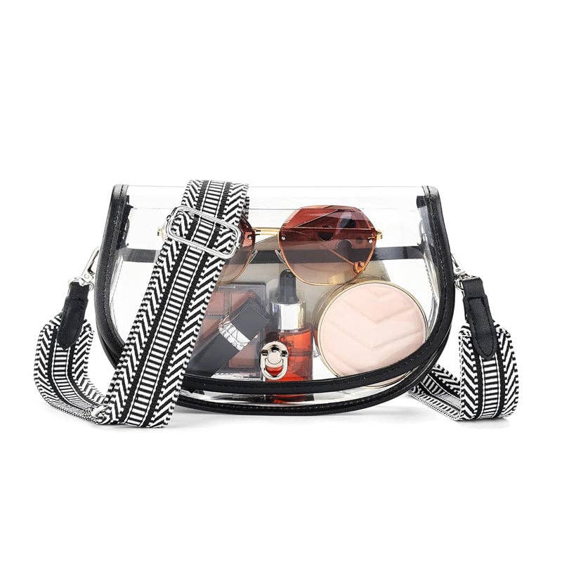 Printed Strap Clear Crossbody