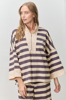 Bold Stripe Henley Sweatshirt