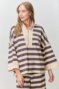 Bold Stripe Henley Sweatshirt