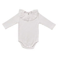White Ribbed Ruffle Bodysuit