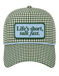 Talk Fast Gingham Trucker Hat