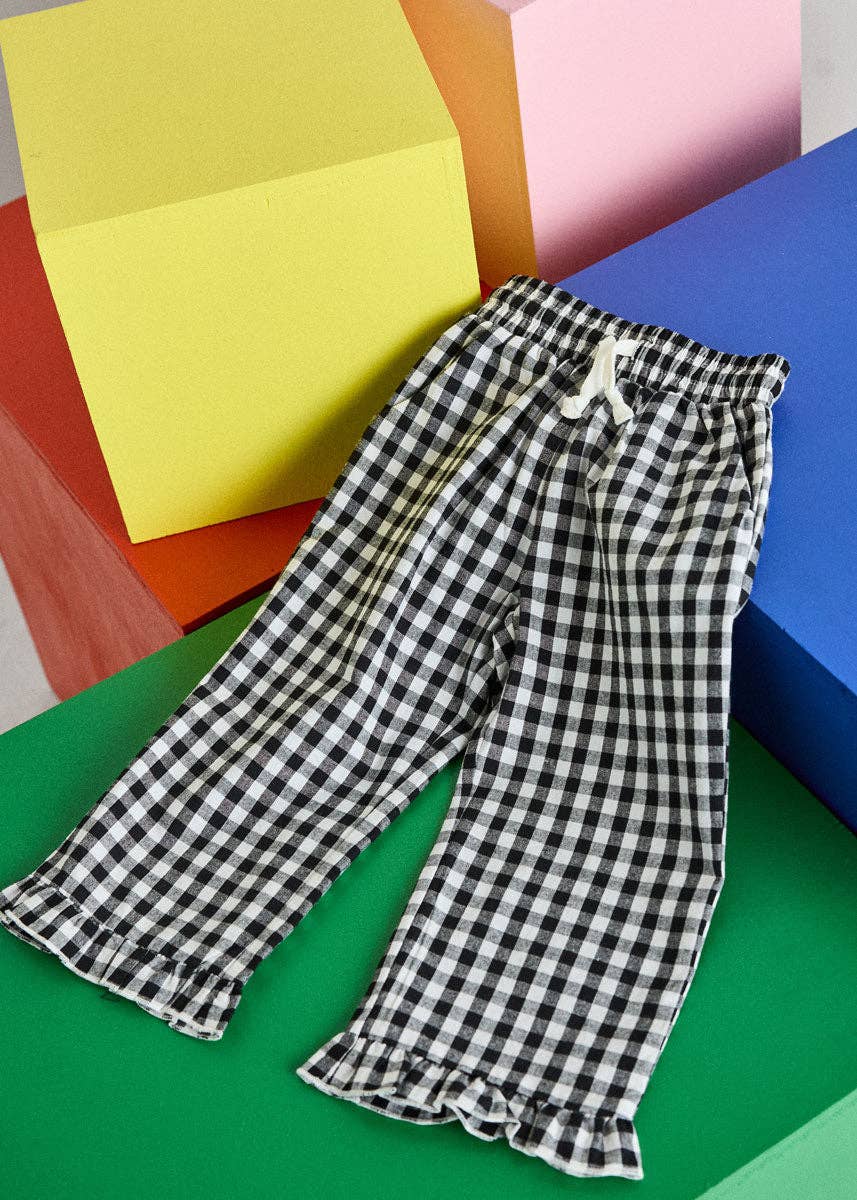 Gingham Ruffle Hem Pant