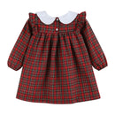 Christmas Plaid Collared Ruffle Dress