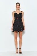 Embellished Jewel Satin Mini Dress