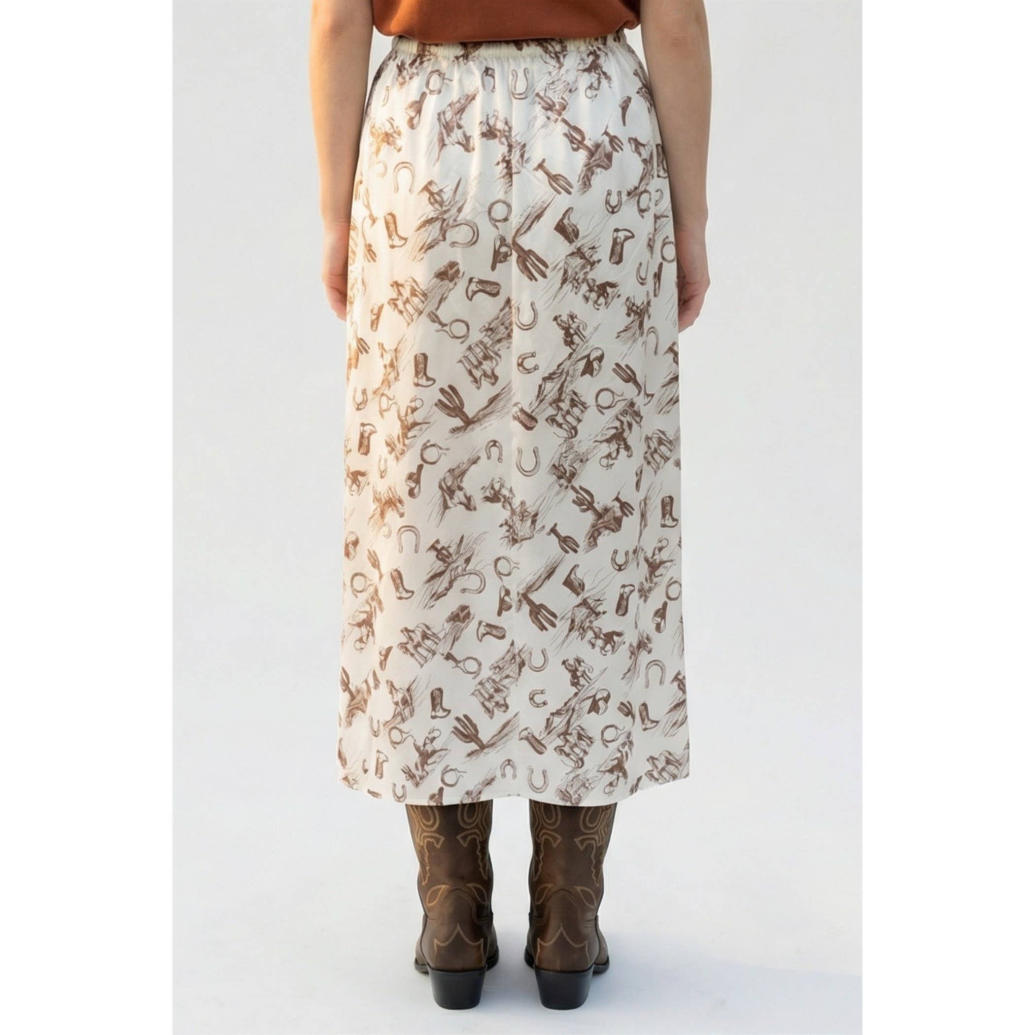 Western Satin Midi Skirt