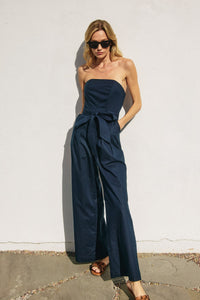 Navy Strapless Jumpsuit