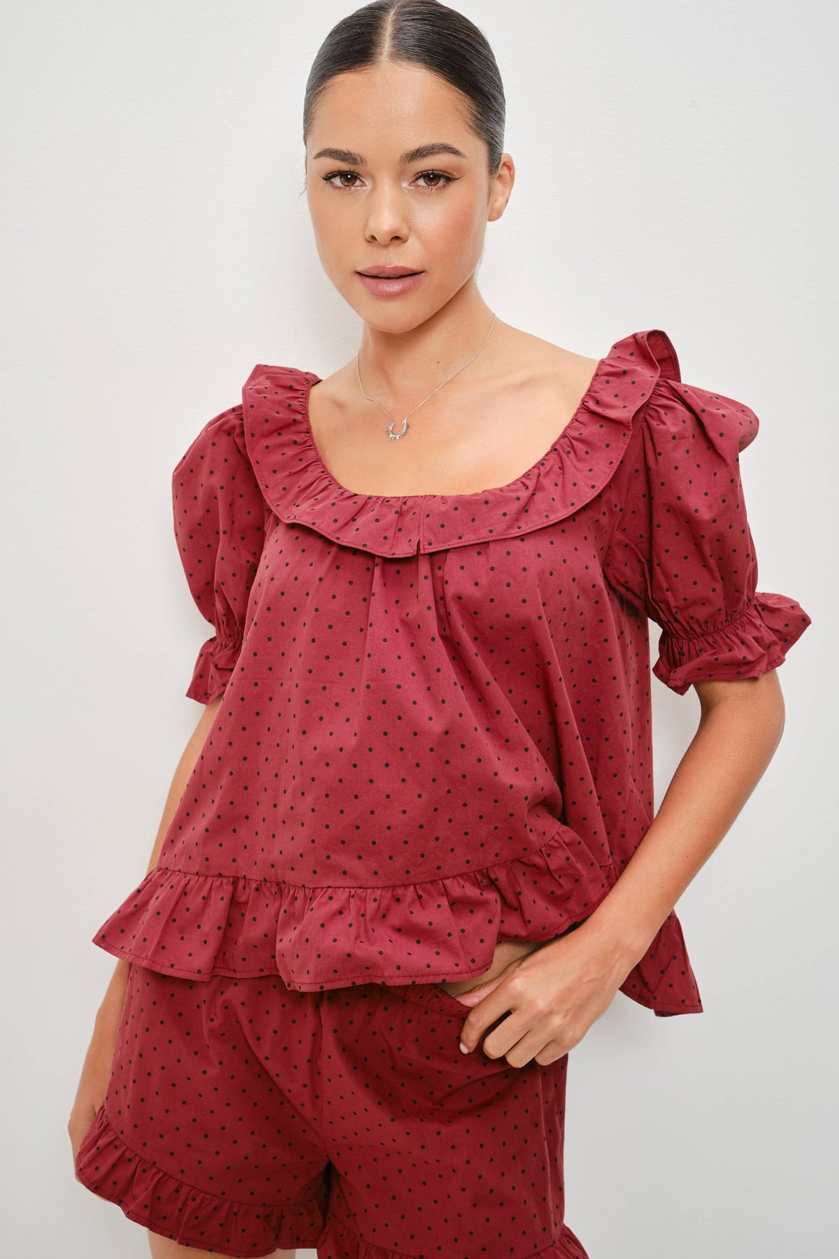 Polka Dot Frill Top