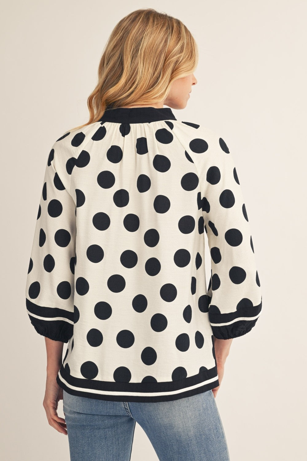 Side Slit Polka Dot Blouse