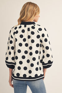 Side Slit Polka Dot Blouse