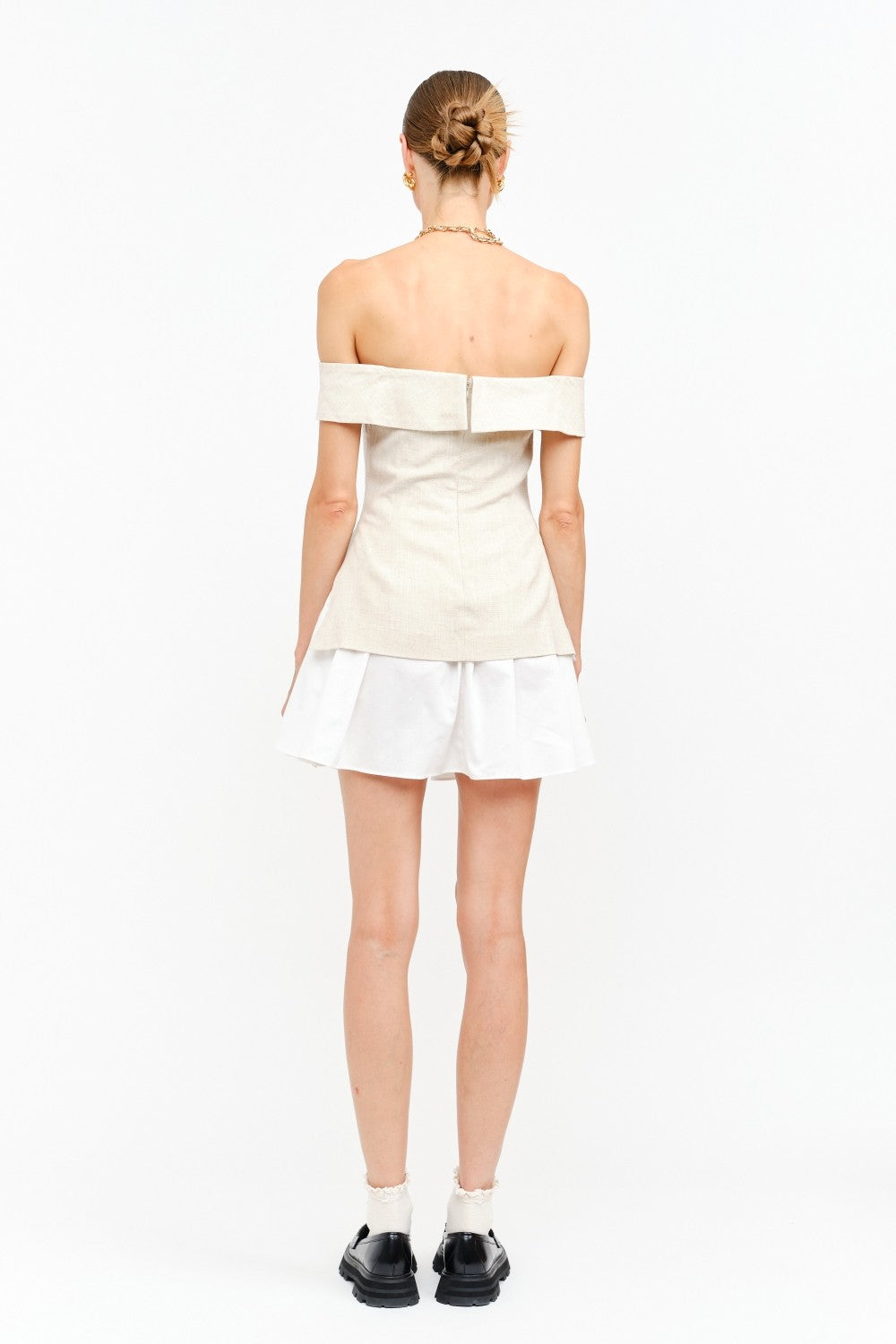 Mixed Media Off-The-Shoulder Dress