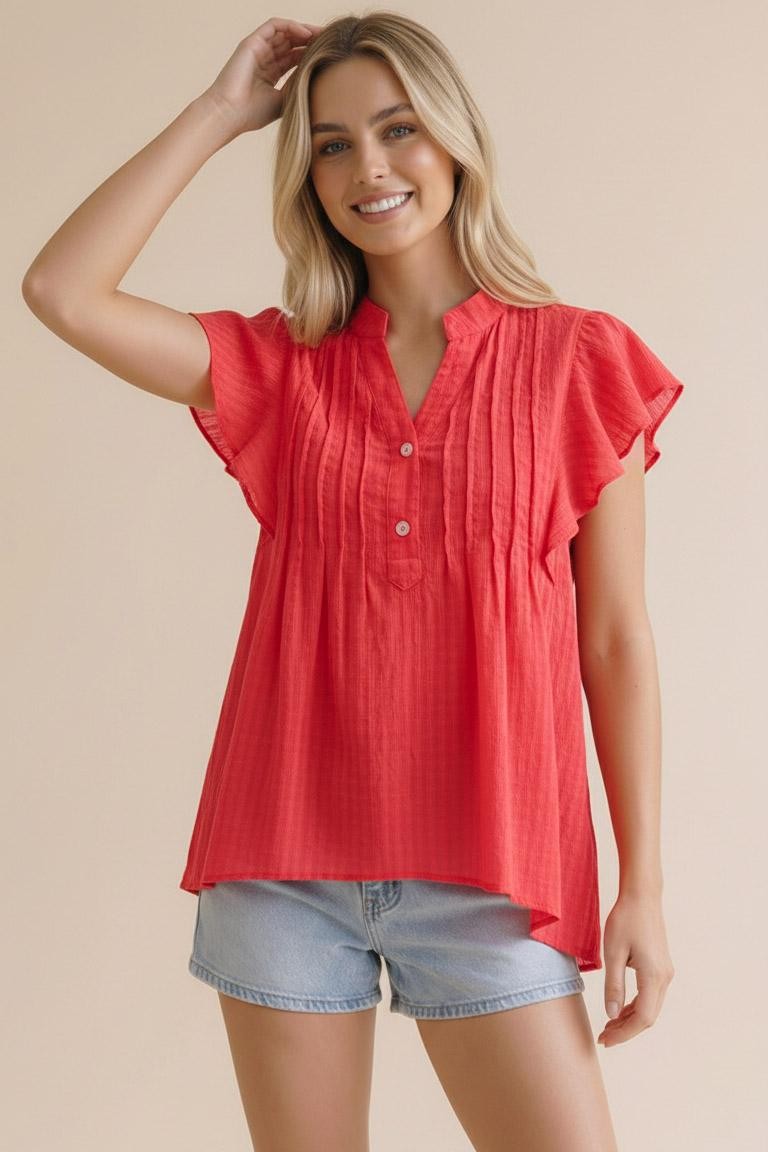 Button Down Pin-Tuck Top