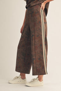 Side Accent Wide Leg Floral Pants