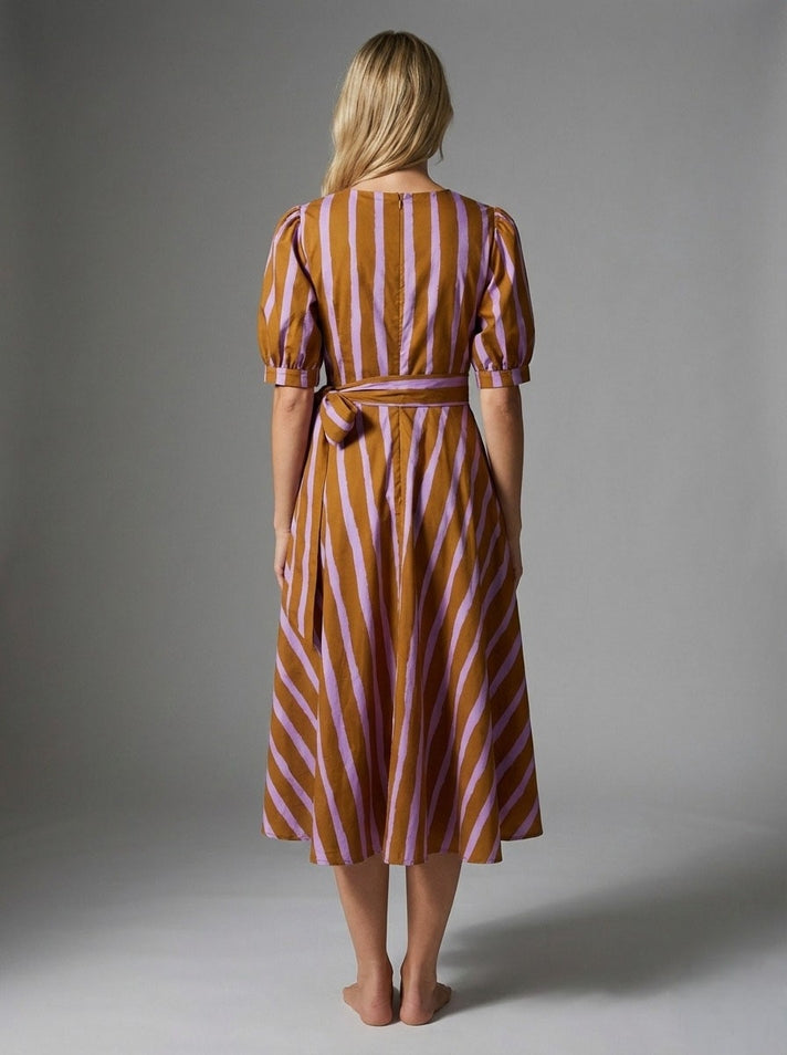 Abstract Striped Maxi Dress