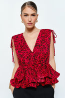 Rosette Peplum Blouse
