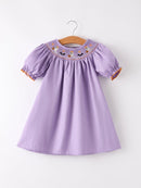 Purple Halloween Smocked Dress