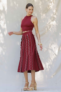 Contrast Trim Scalloped Skirt