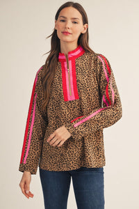 Front Zip Up Leopard Top