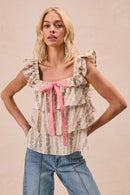 Floral Tiered Bow Top
