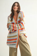 Colorful Striped Knit Cardigan