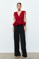 Rosette Peplum Blouse