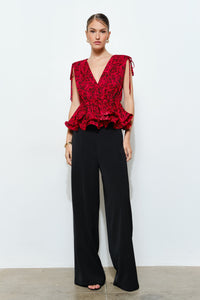 Rosette Peplum Blouse