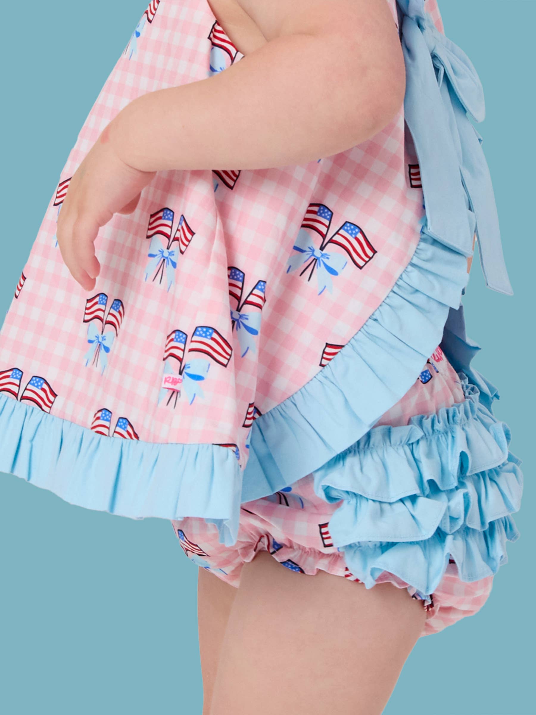 Patriotic Gingham Ruffle Swing Top & Bloomer Set