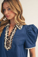 Leopard Detail Denim Blouse